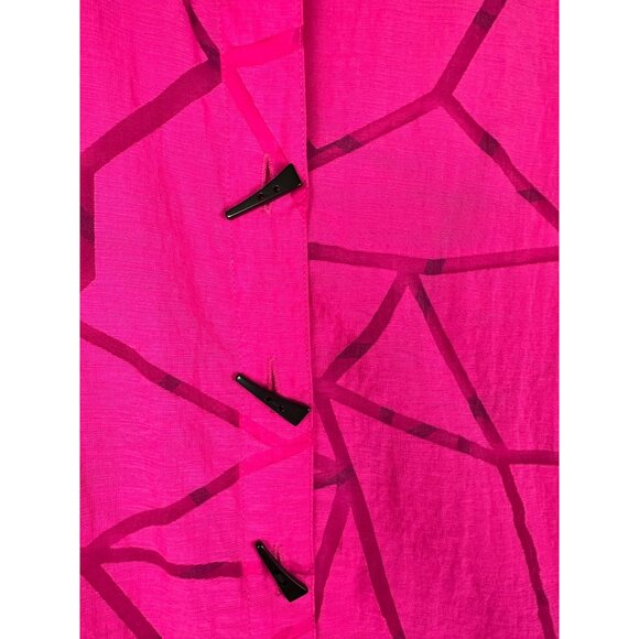 Ali Miles Pink Geometric Button Up Top Shacket 2X Artsy Lagenlook Pockets - Picture 5 of 11